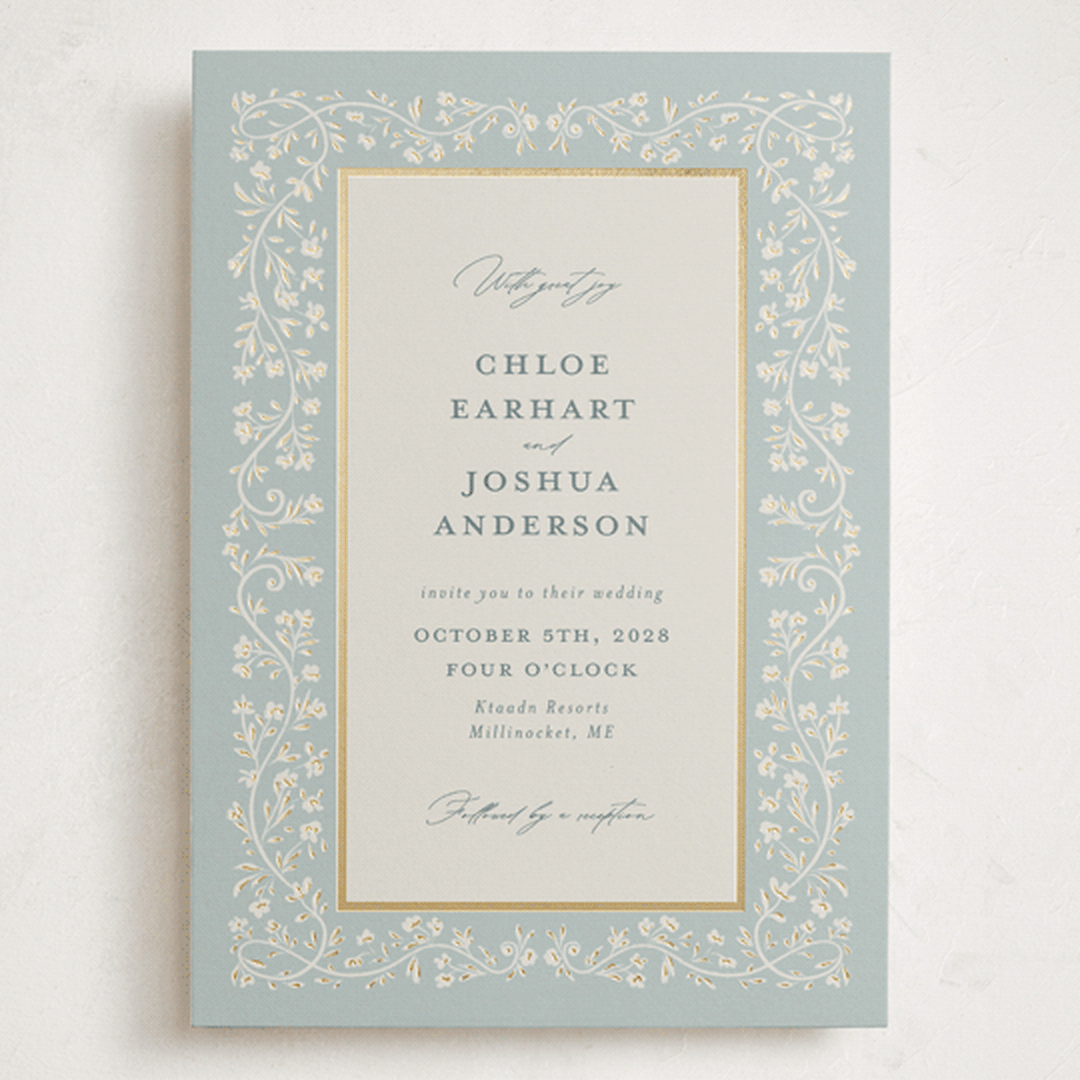 "Floral Romance" - Wedding Invitations in Something Blue by Gwen Bedat - Front