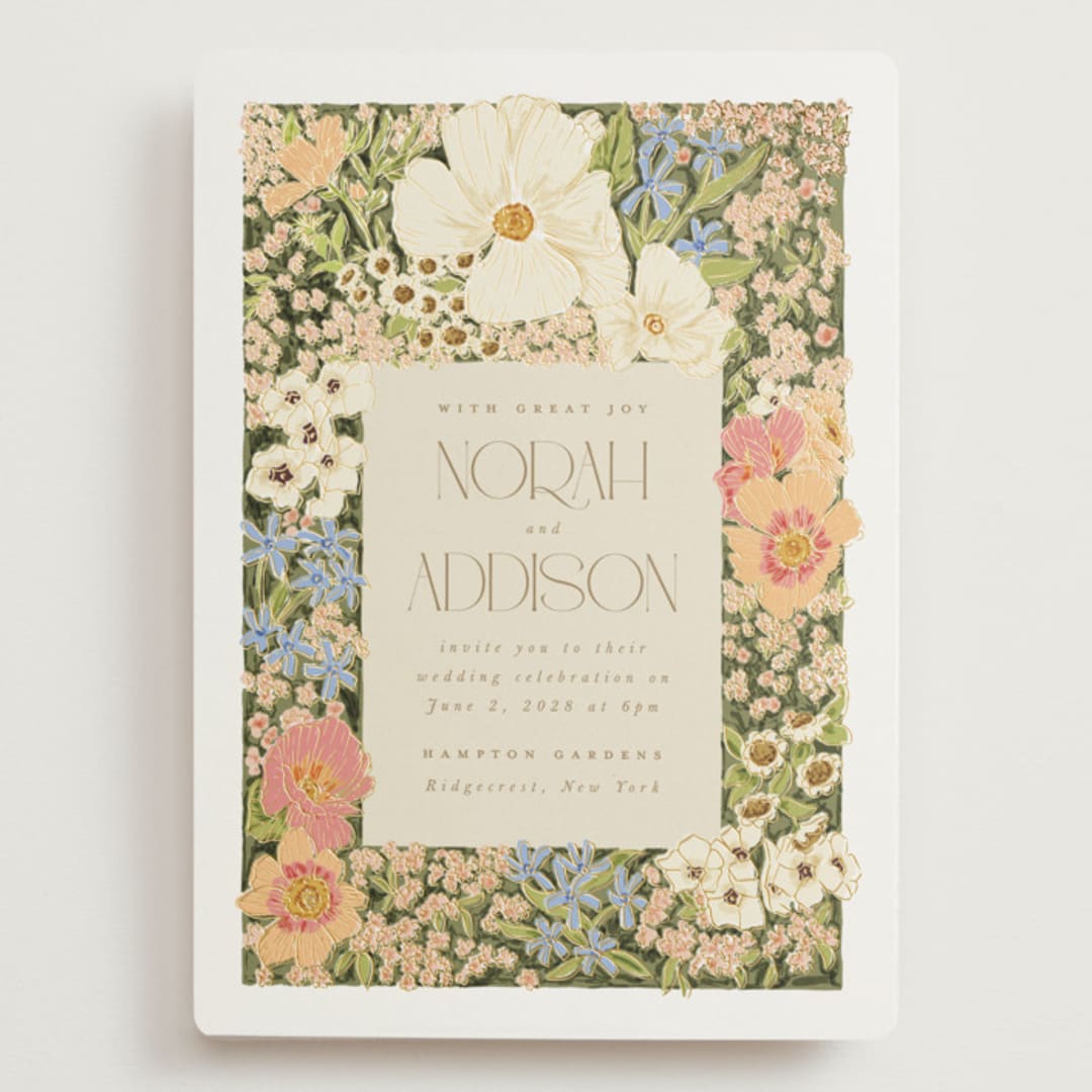 "In The Garden" - Wedding Invitations in Sherbert by Leah Bisch - Front
