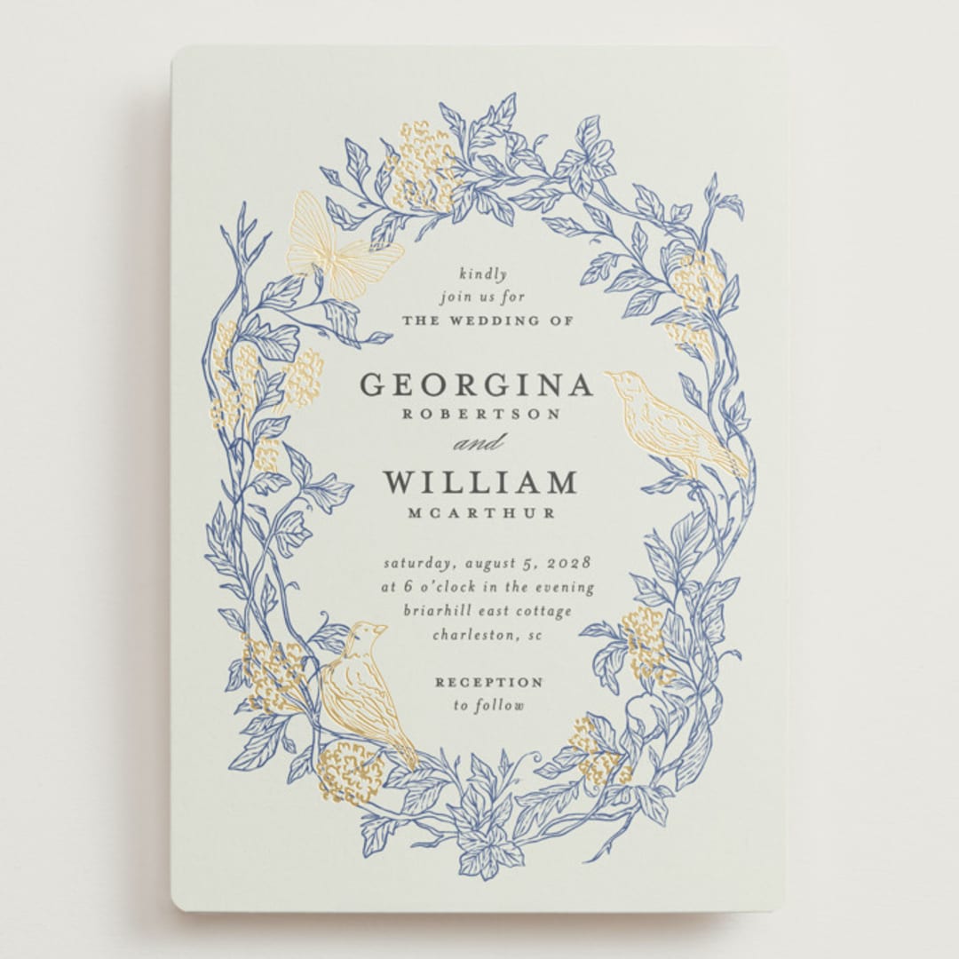 "meet me in the garden" - Wedding Invitations in Cornflower by Grae - Front