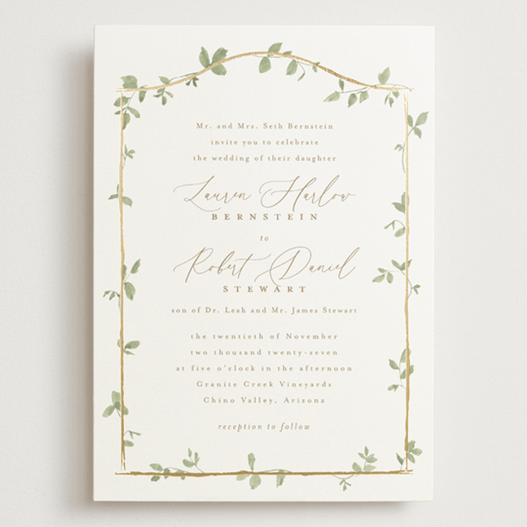 "Canopy" - Wedding Invitations in Ivy by Everett Paper Goods - Front