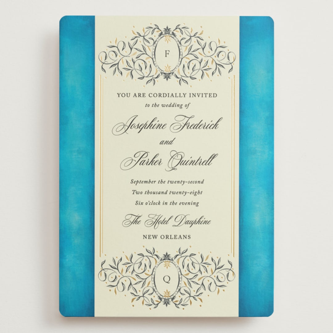 "Josephine" - Wedding Invitations in Marine by Jackie Crawford - Front