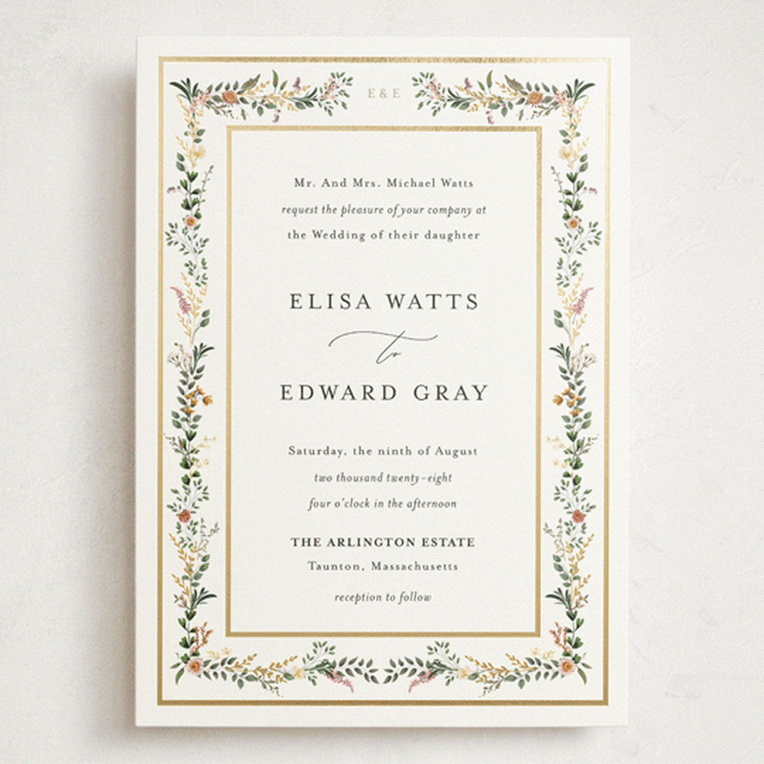 "Blooming Vine" - Wedding Invitations in Blush by Susan Moyal - Front