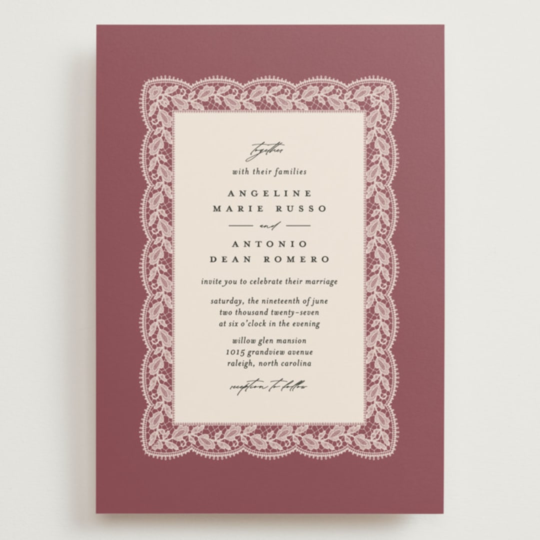 "Chantilly" - Wedding Invitations in Mauve by Erica Krystek - Front