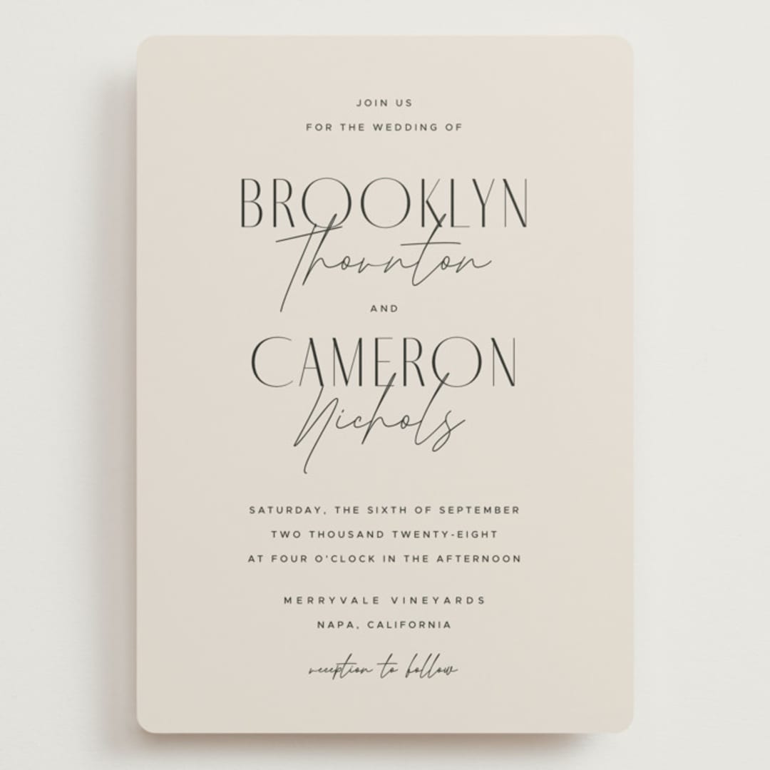 "Arabilla Overlap" - Wedding Invitations in Linen by Kelly Schmidt - Front