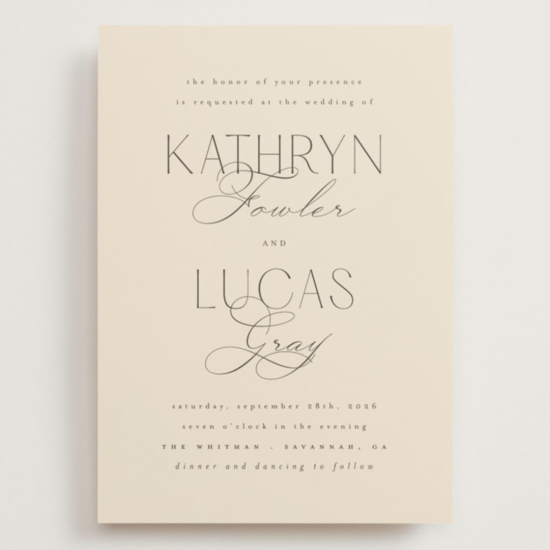 "Formal Elegance" - Wedding Invitations in Latte by Morgan Kendall - Front