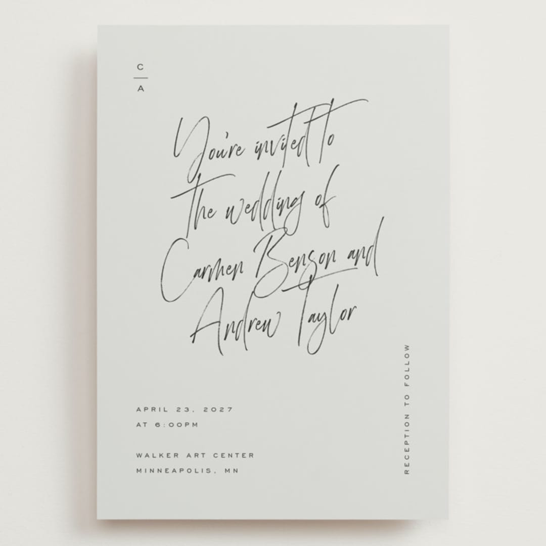 "Signature Script" - Wedding Invitations in Mint by Michelle Taylor - Front