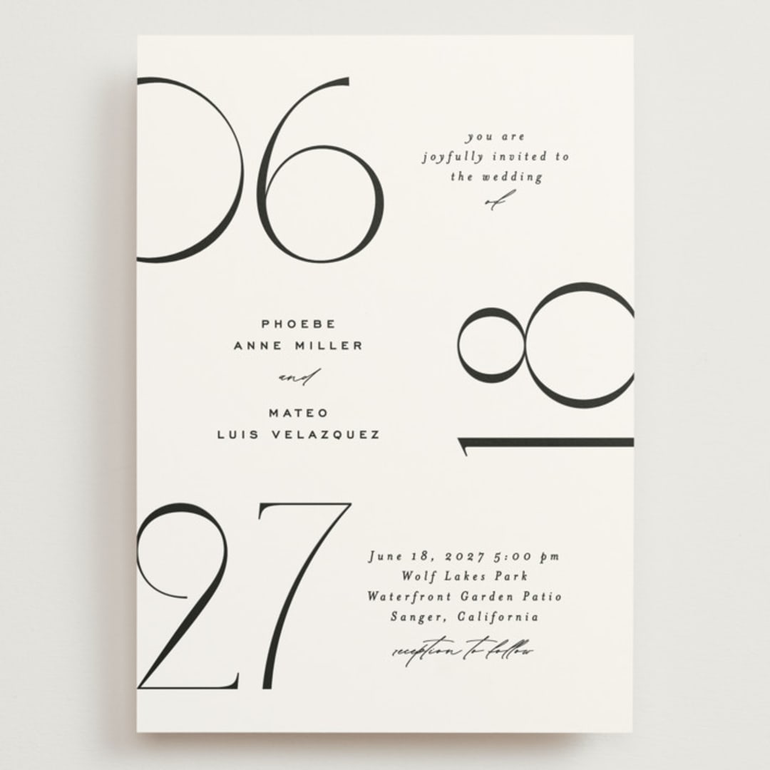 "Numerical" - Wedding Invitations in Lily by Owl and Toad - Front