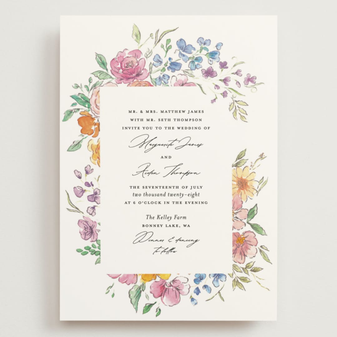 "Floral Pop" - Wedding Invitations in Tropical by Itsy Belle Studio - Front