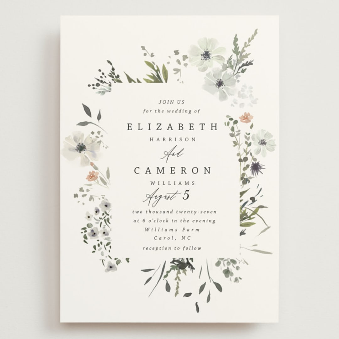 "Wildflower Garden" - Wedding Invitations in Lace by Hannah Williams - Front