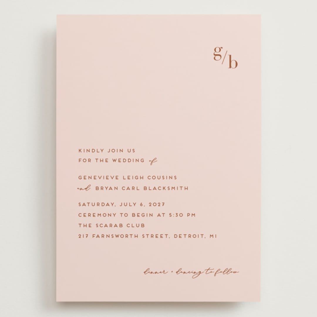 "Mod Initials" - Wedding Invitations in Rust by Genna Blackburn - Front