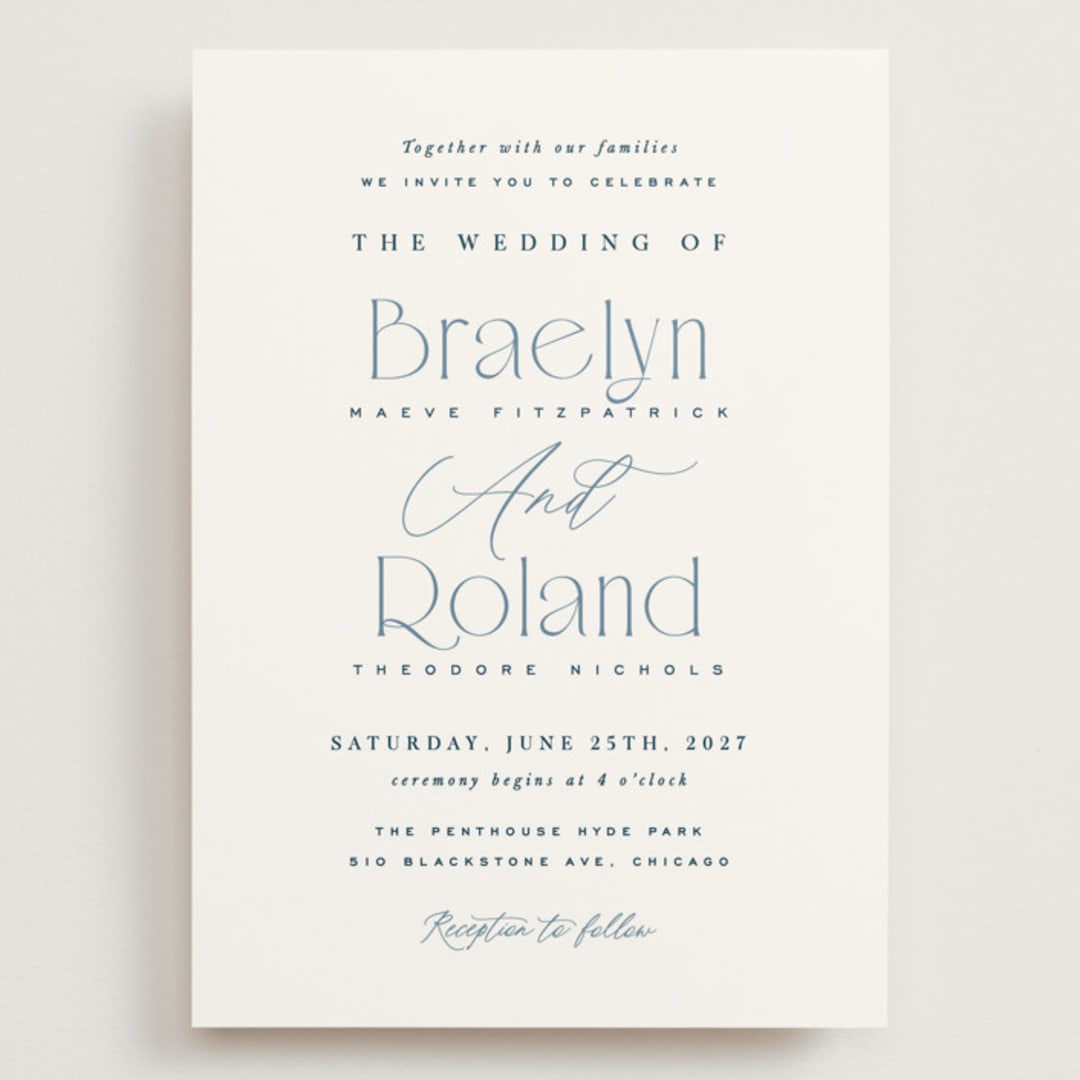 "Modern Romance" - Wedding Invitations in Navy by Hooray Creative - Front