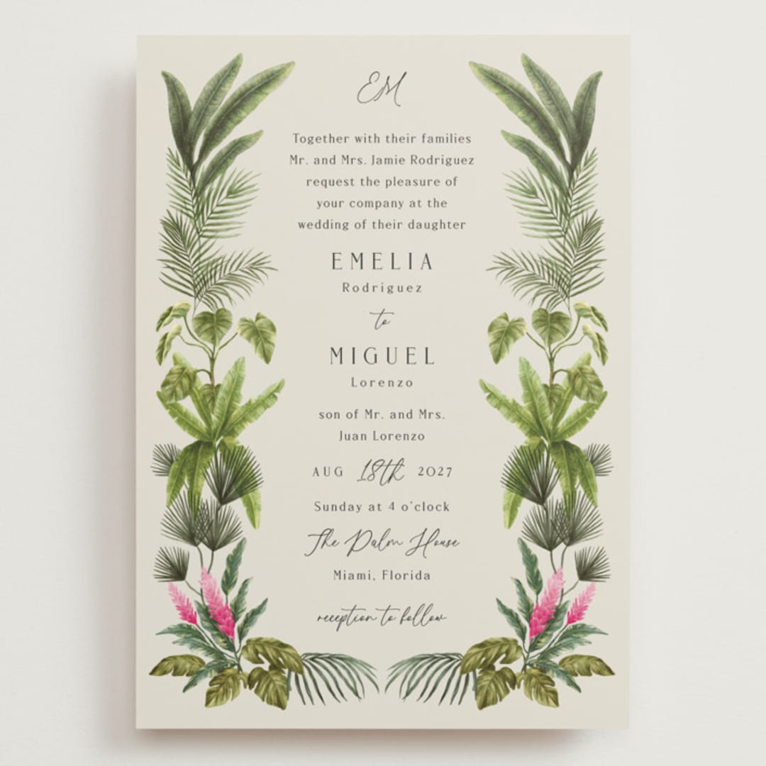 "Tropical garden" - Wedding Invitations in Lime by Elly - Front