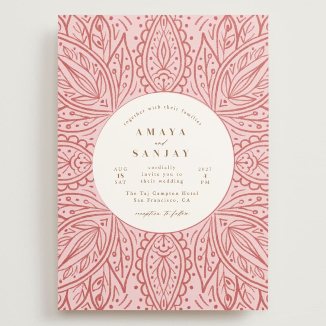 "AMAYA" - Wedding Invitations in Blush by Kanika Mathur - Front