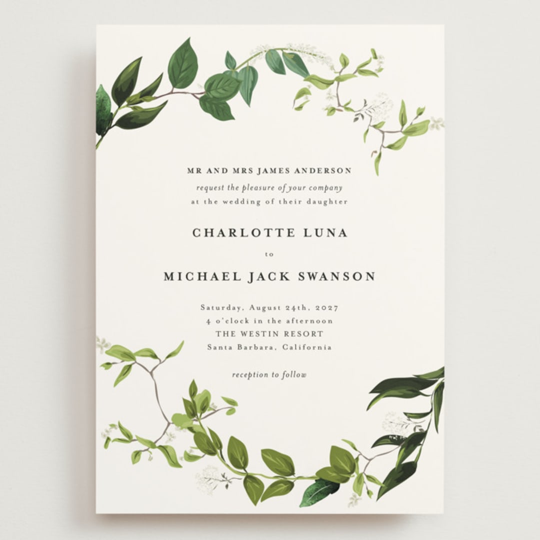 "Greenery" - Wedding Invitations in Fern by Susan Moyal - Front