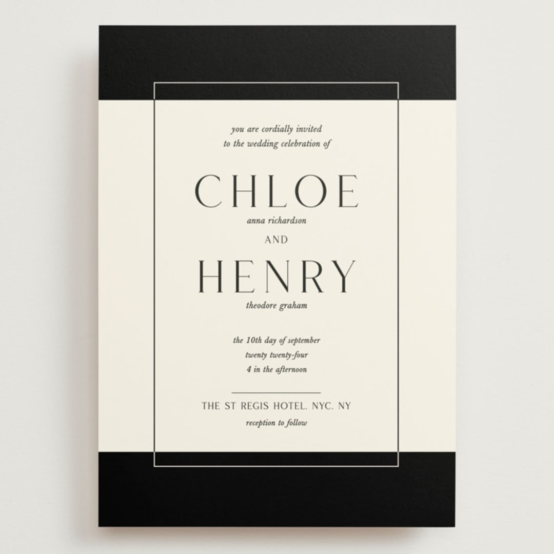 "Simple Elegance" - Wedding Invitations in Onyx by Monika Konieczna - Front