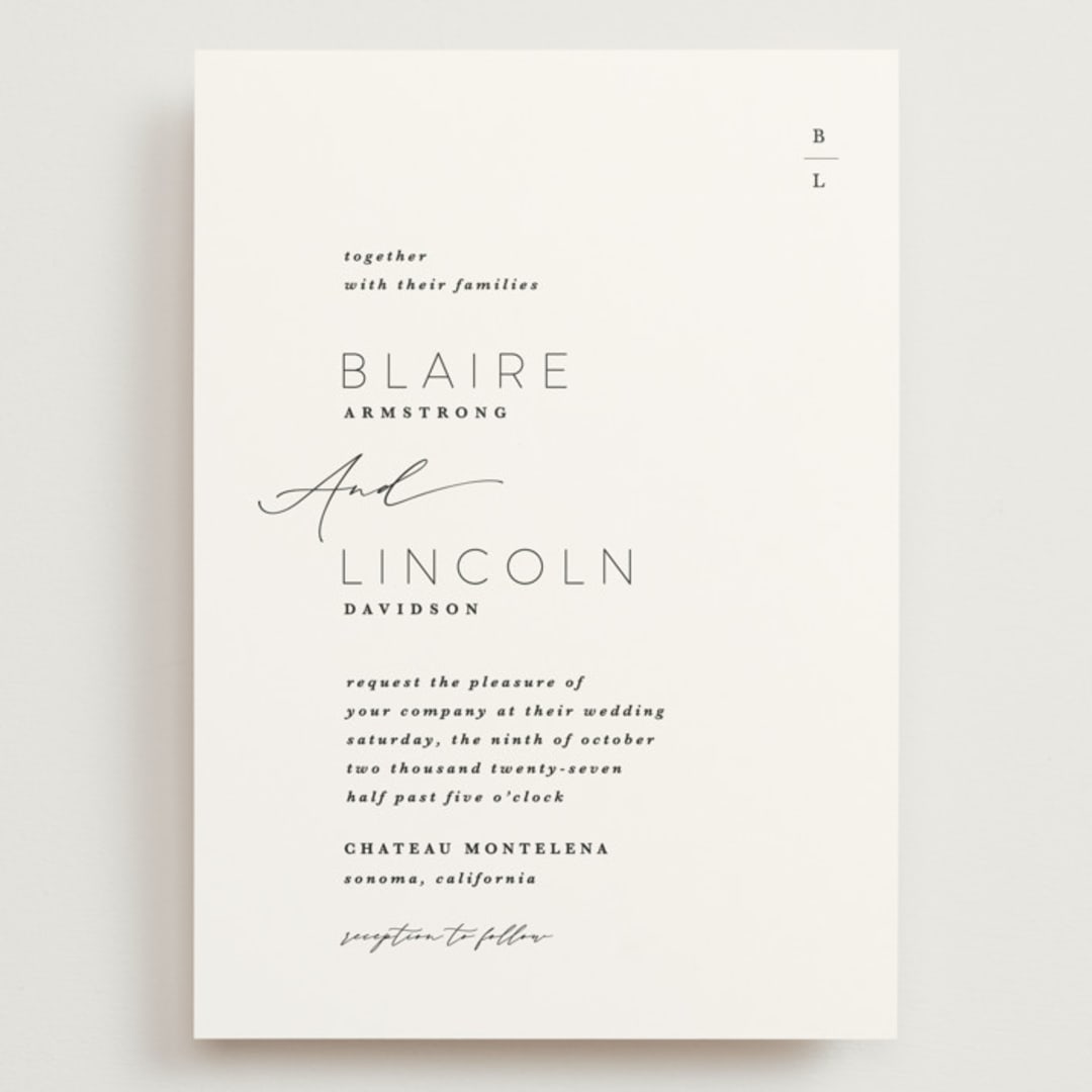 "Paire" - Wedding Invitations in Tuxedo by Kate Ahn - Front