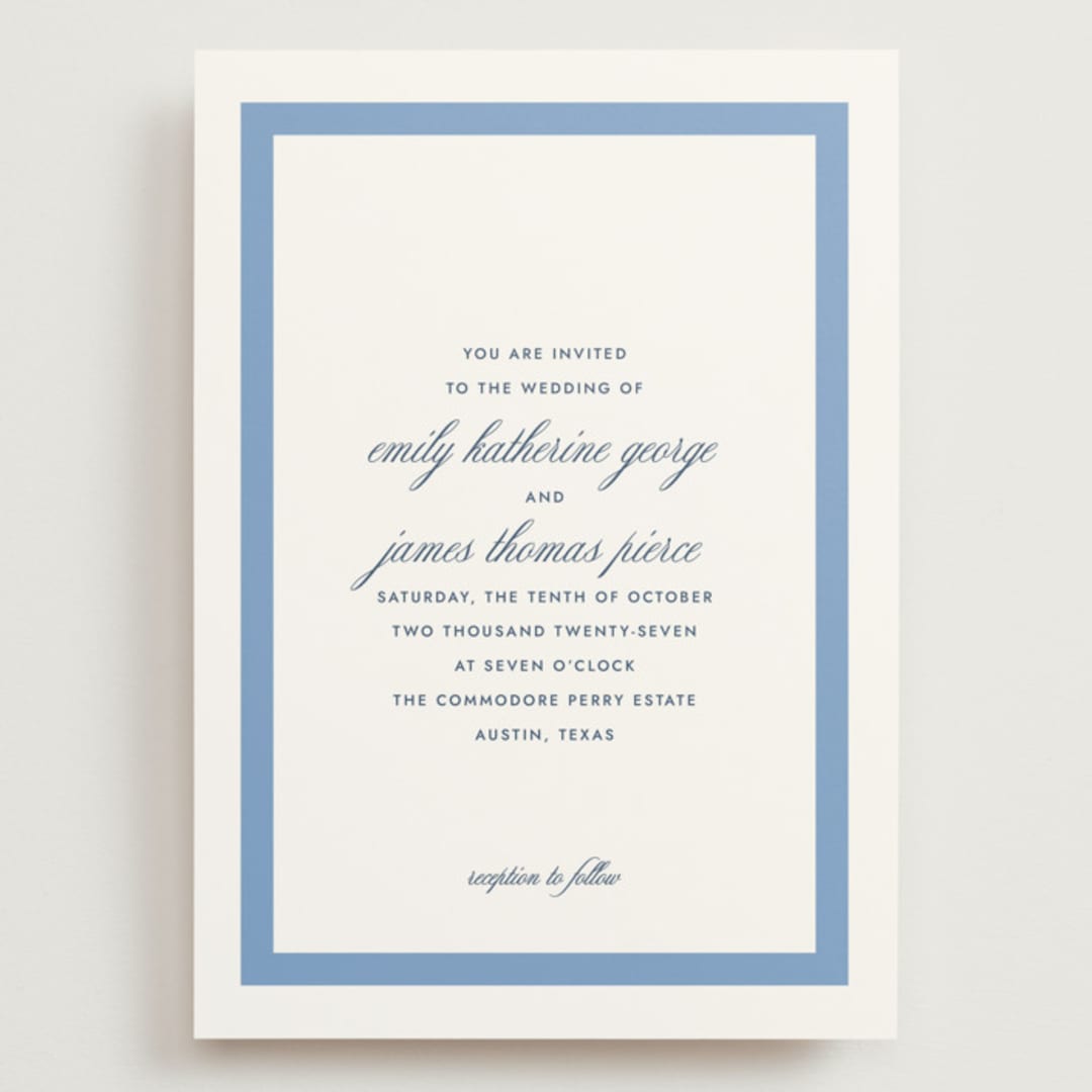 "Montauk" - Wedding Invitations in Blue Bell by Megan Davis - Front