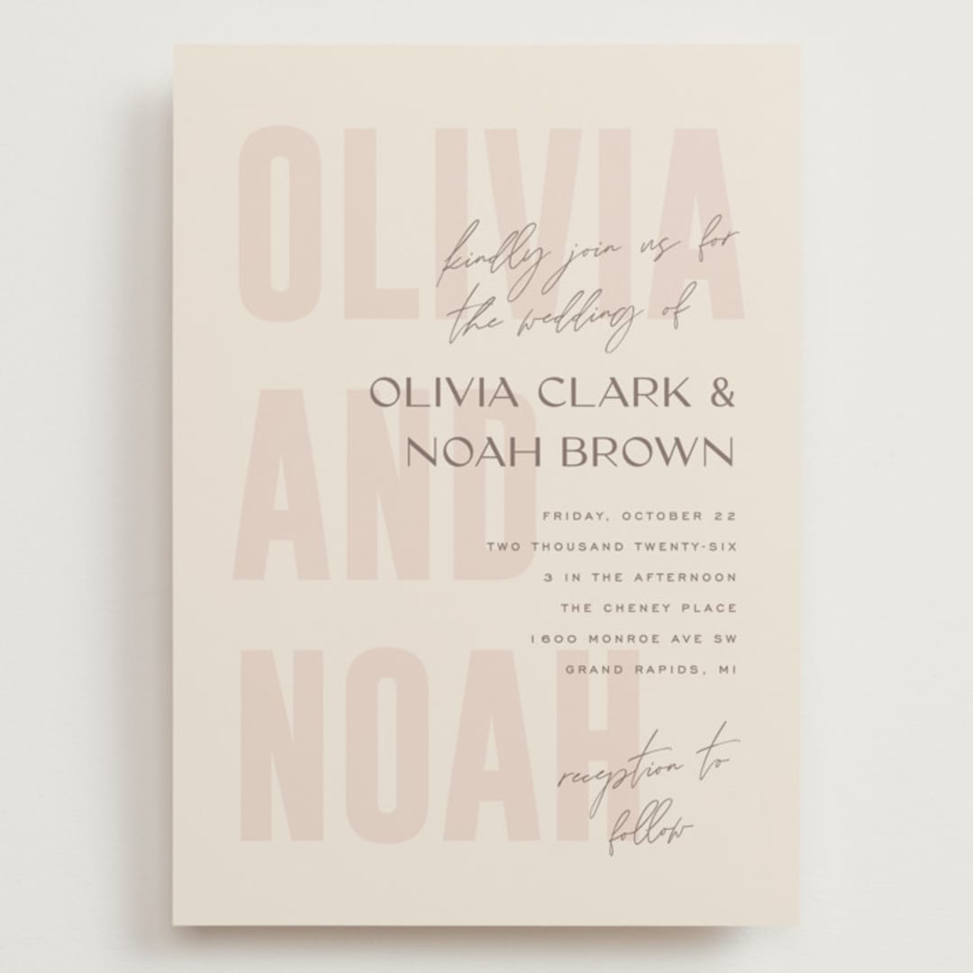 "Salted" - Wedding Invitations in Blush by Pixel and Hank - Front