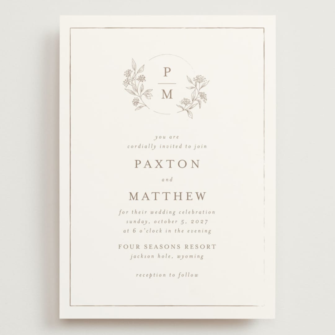 "Monogrammed" - Wedding Invitations in Taupe by Chris Griffith - Front