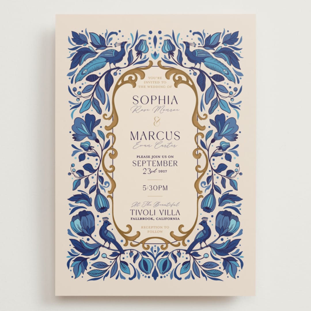 "Gilded" - Wedding Invitations in Cerulean by GeekInk Design - Front