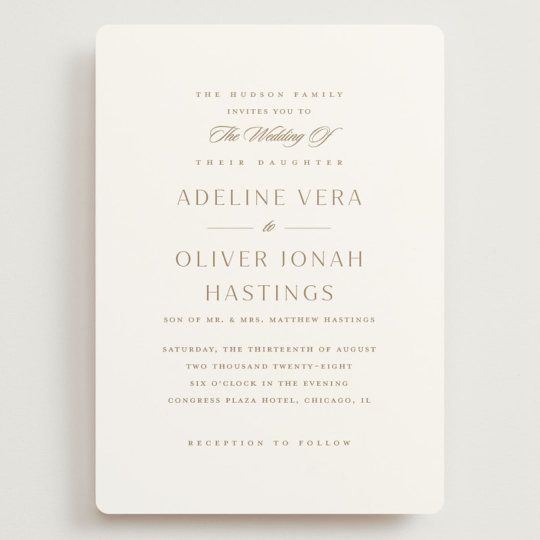 "Classic decorum" - Wedding Invitations in Golden by Stacey Meacham - Front