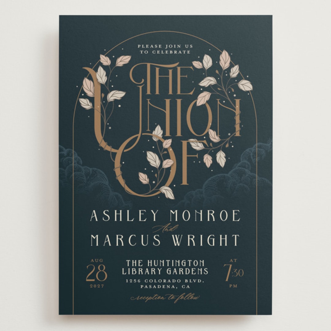 "Deco Garden" - Wedding Invitations in Dusk by GeekInk Design - Front