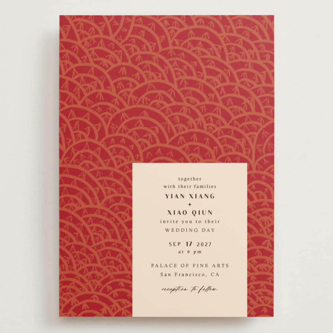 "Mizu Pattern" - Wedding Invitations in Ruby by Kanika Mathur - Front