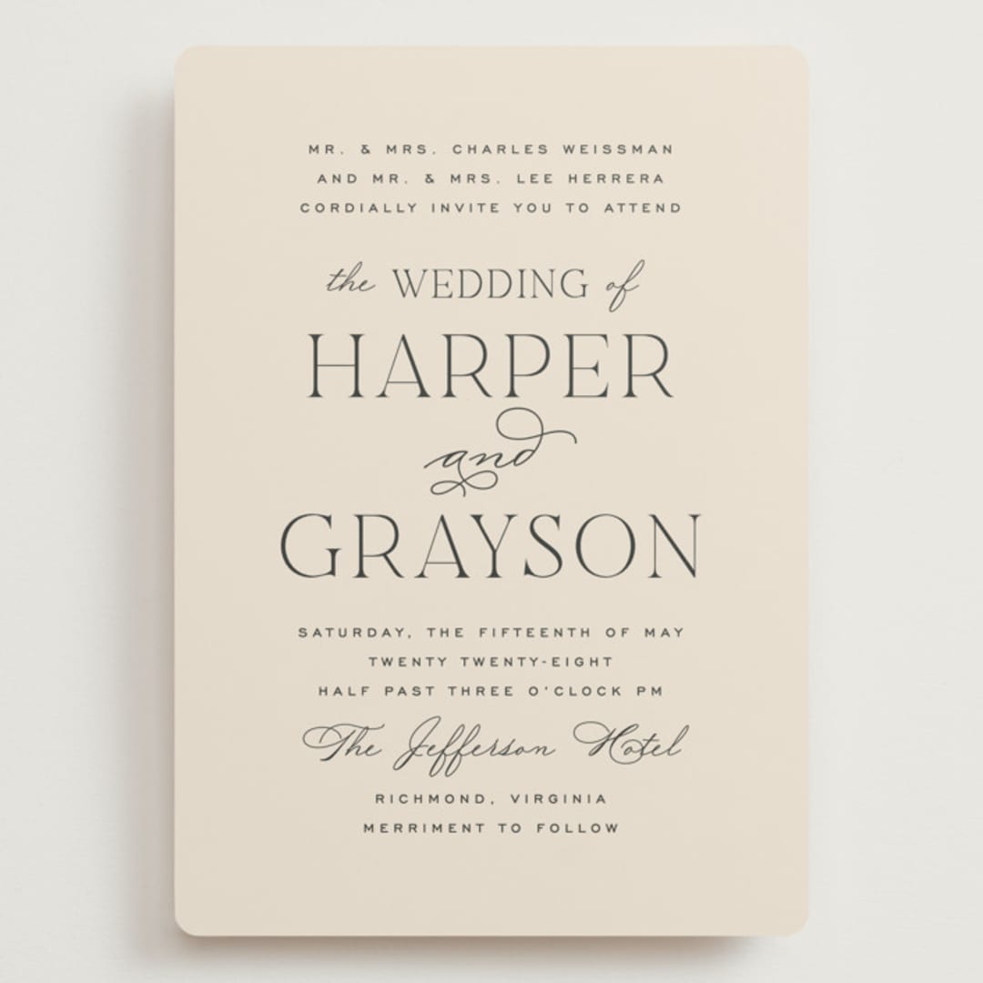 "Tendu" - Wedding Invitations in Creme by Carly Reed Walker - Front