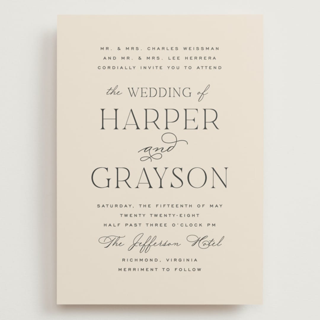 "Tendu" - Wedding Invitations in Creme by Carly Reed Walker - Front