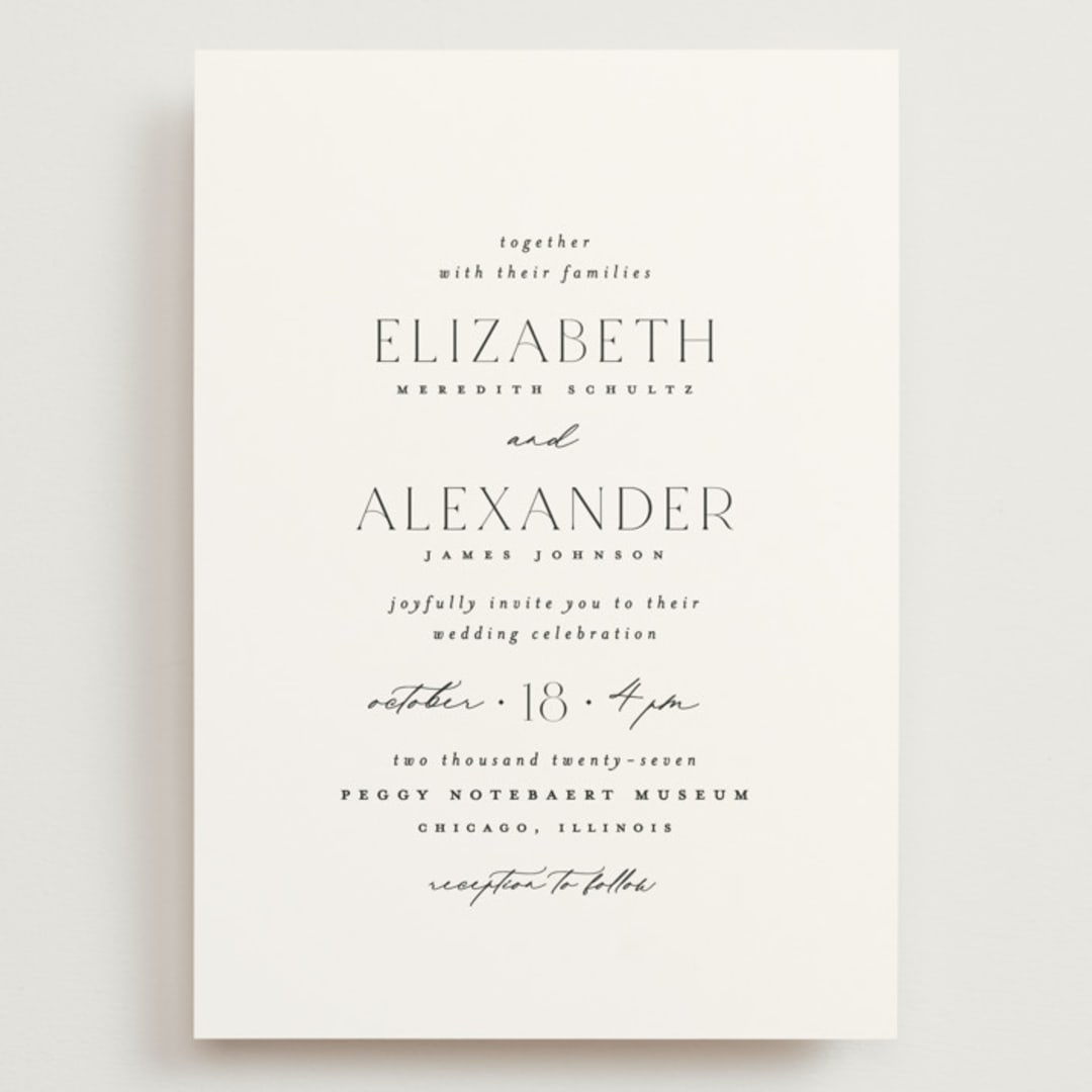 "Grande" - Wedding Invitations in Cotton by Carolyn Nicks - Front