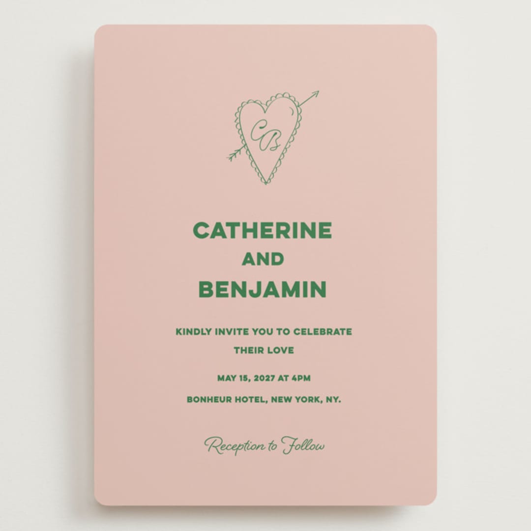"Crazy Little Thing Called Love" - Wedding Invitations in Avocado by Helena Vitto - Front