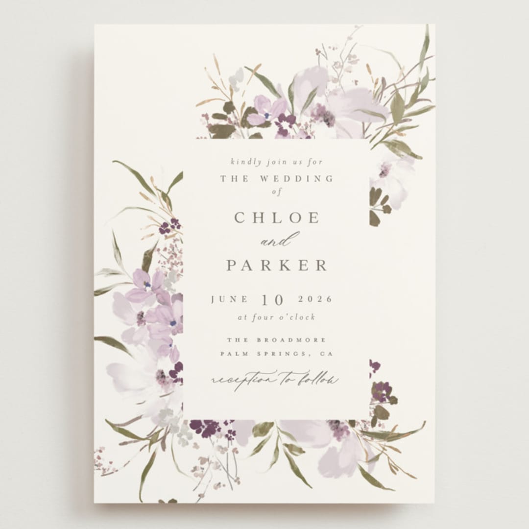 "Meadow Burst" - Wedding Invitations in Lilac by Grace Kreinbrink - Front