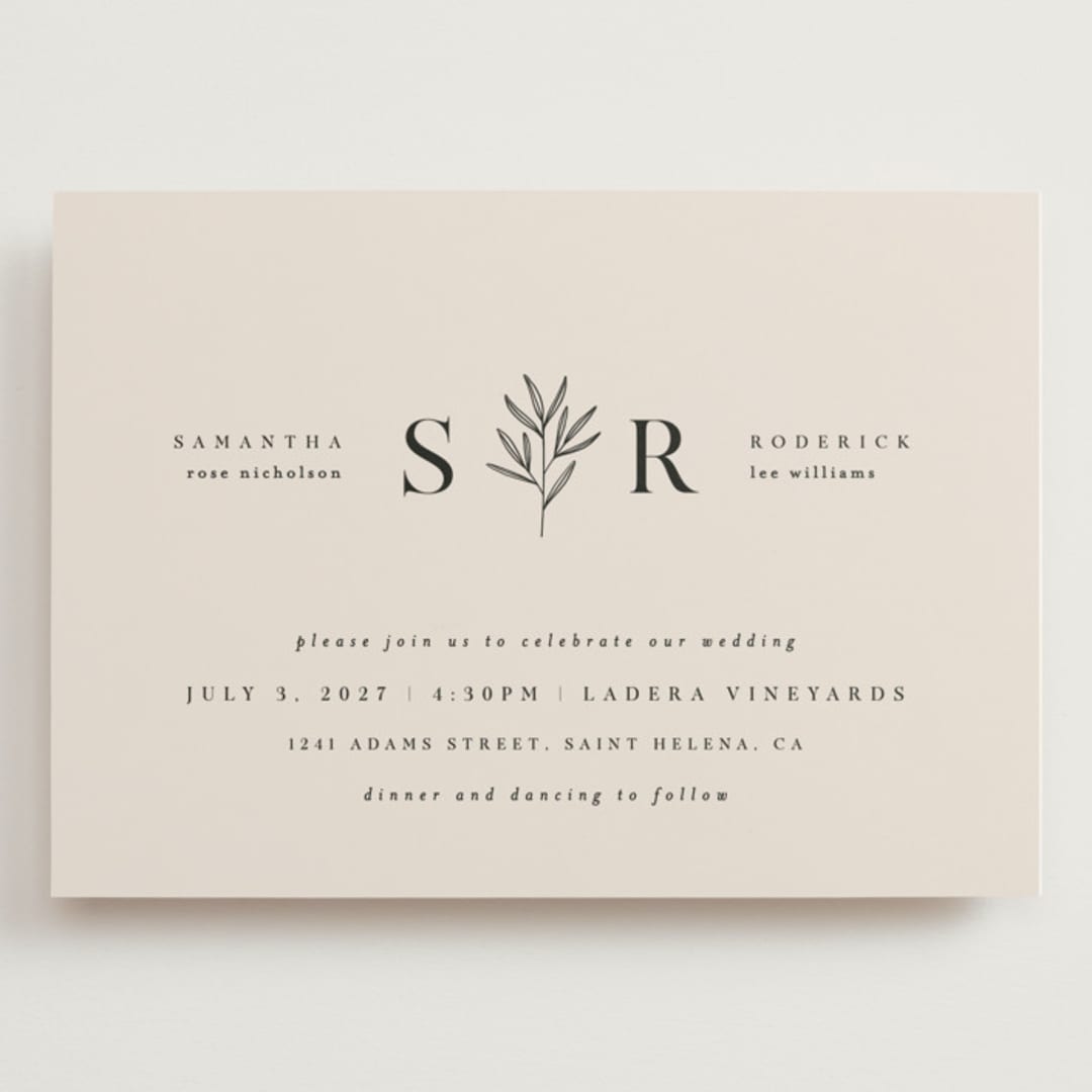"Italia" - Wedding Invitations in Taupe by Kelly Schmidt - Front