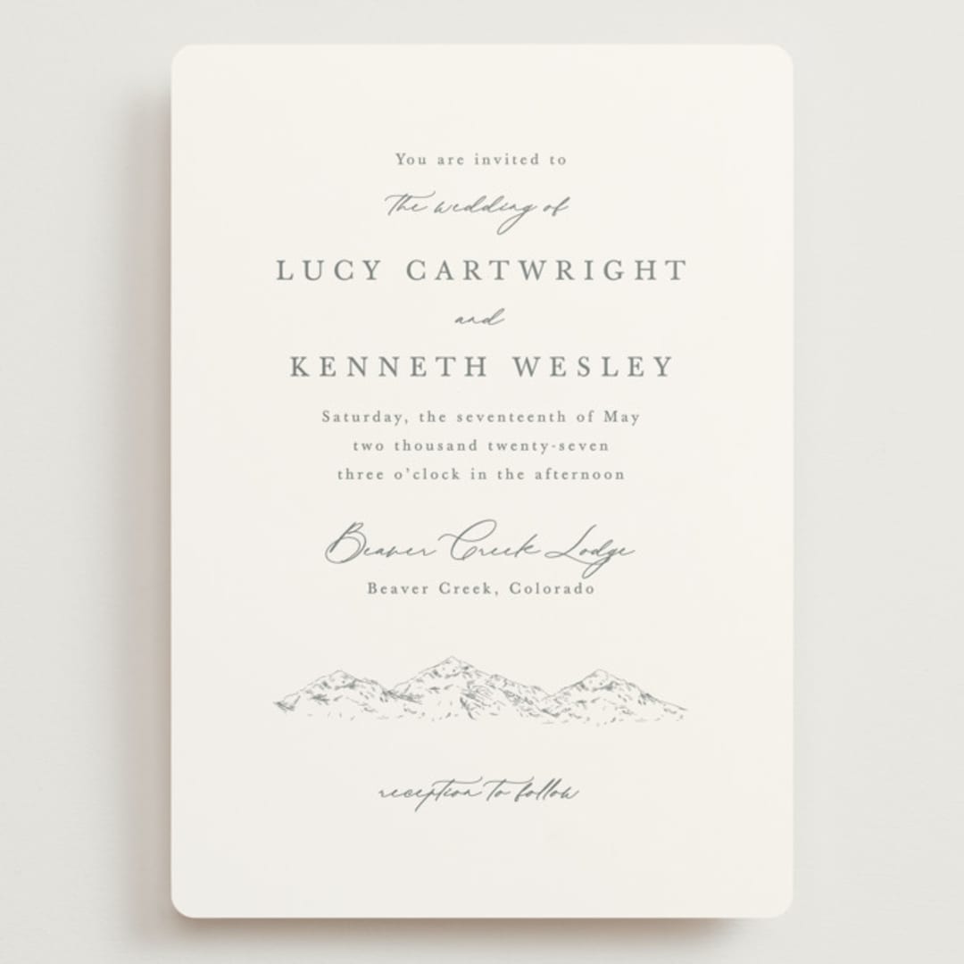 "Mountainview" - Wedding Invitations in Pewter by Sarah Brown - Front