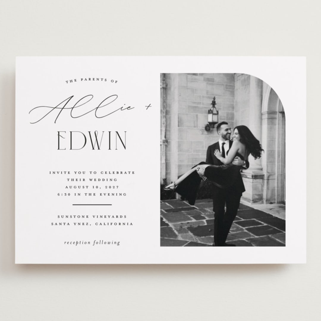 "Everly" - Wedding Invitations in Pearl by Christie Garcia - Front
