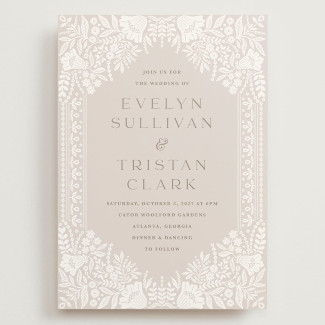 "Lace Trim" - Wedding Invitations in Cream by Kristen Smith - Front