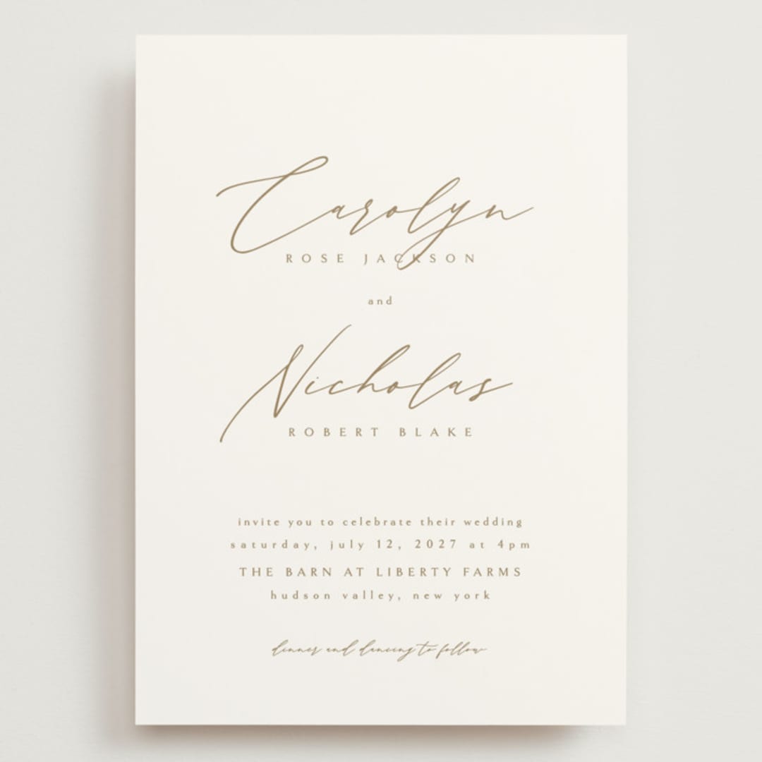 "Napa" - Wedding Invitations in Golden by Kelly Schmidt - Front