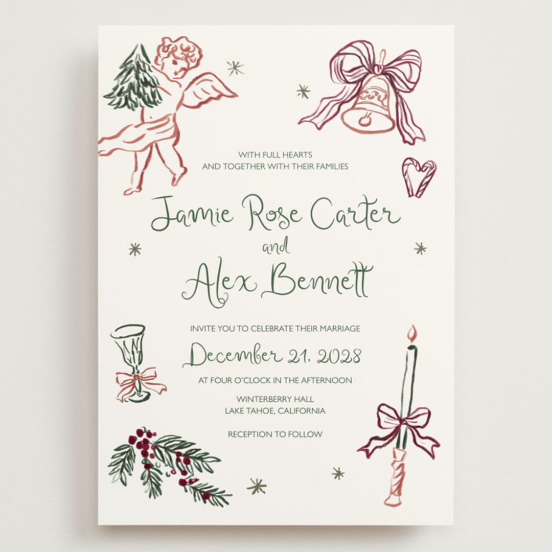 "Holidays ink doodles" - Wedding Invitations in Enchanted Holiday by Cass Loh - Front