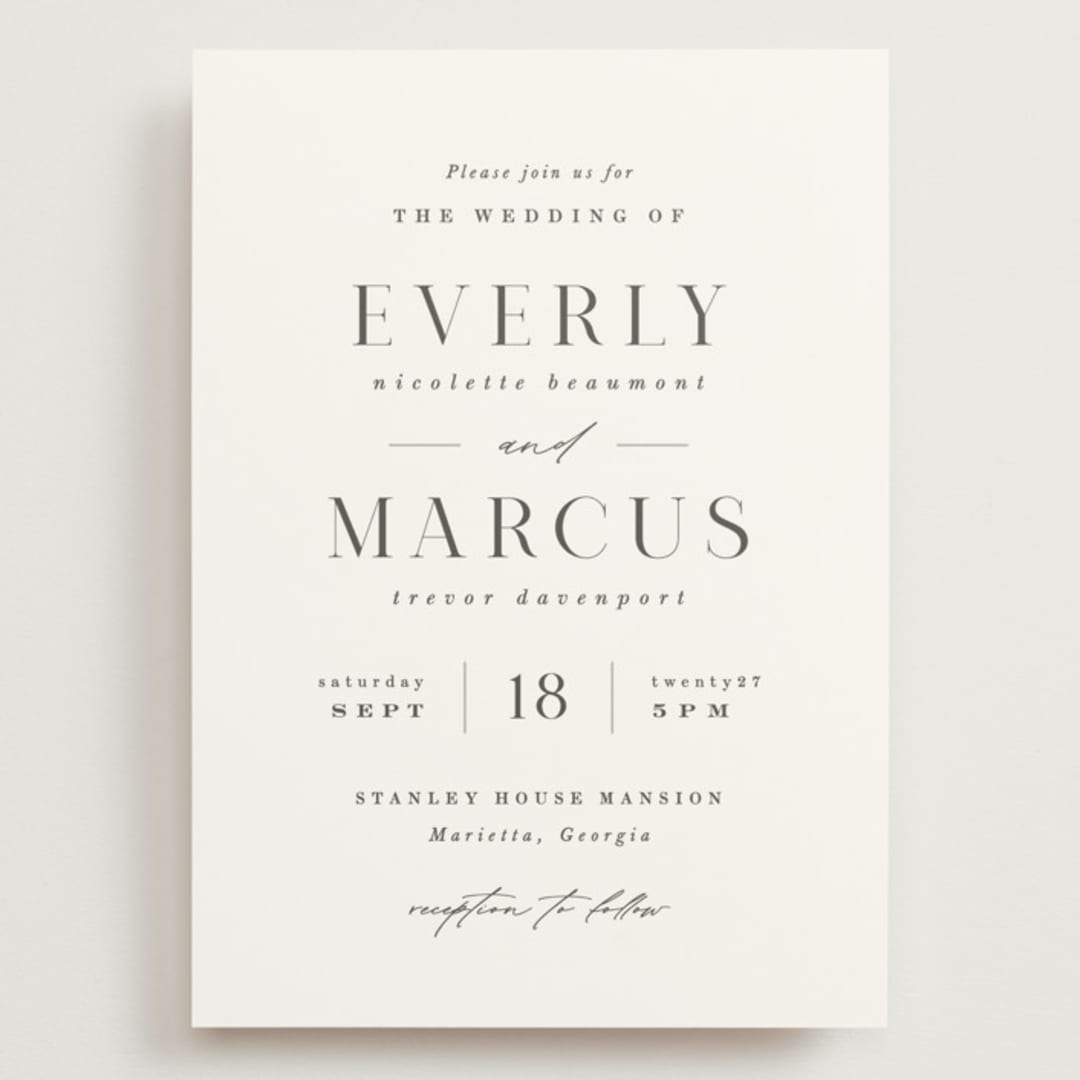 "Everly" - Wedding Invitations in Snow by Hooray Creative - Front