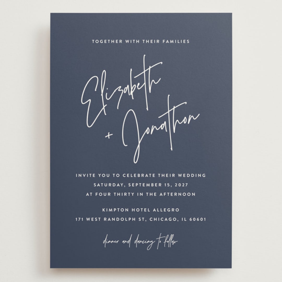 "Marked" - Wedding Invitations in Navy by JoAnn Jinks - Front