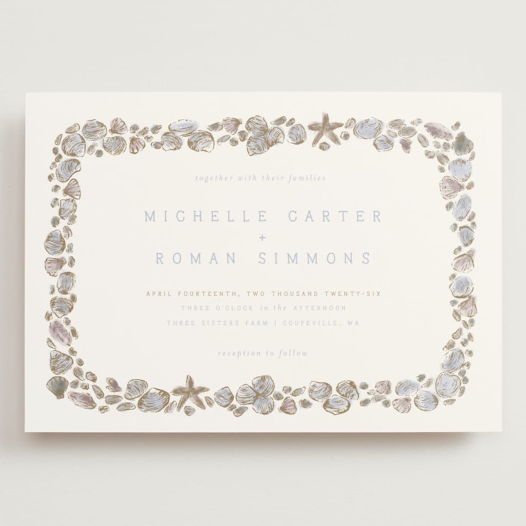 "Rocky Seaside Frame" - Wedding Invitations in Ocean by Shiny Penny Studio - Front