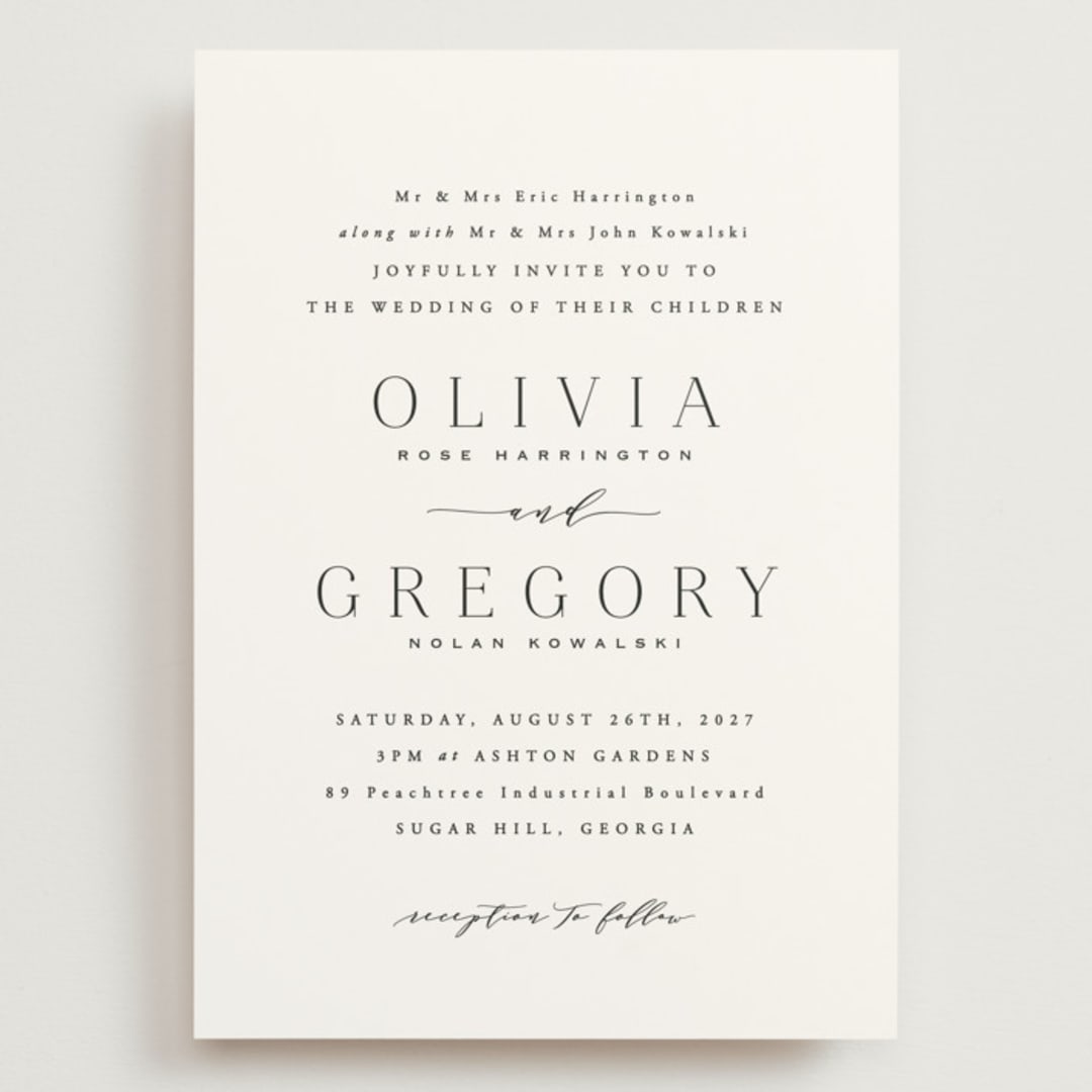 "Classy Type" - Wedding Invitations in Lily by Hooray Creative - Front