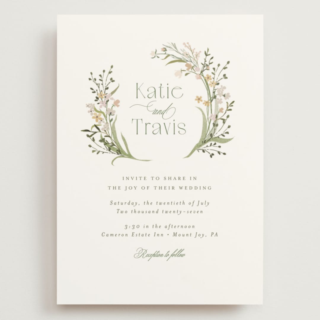 "delicate buds" - Wedding Invitations in Olive by Jennifer Wick - Front