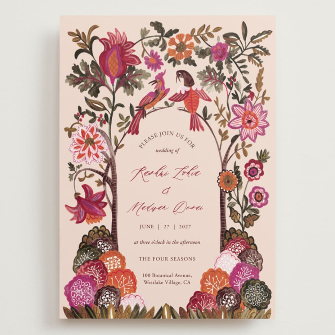 "Indian floral chintz lush" - Wedding Invitations in Ivory by Caroline Bonne Muller - Front