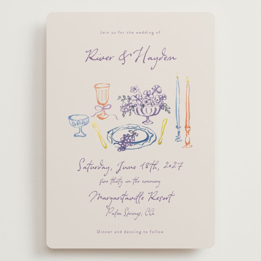 "tablescape drawing" - Wedding Invitations in Hydrangea by Cass Loh - Front