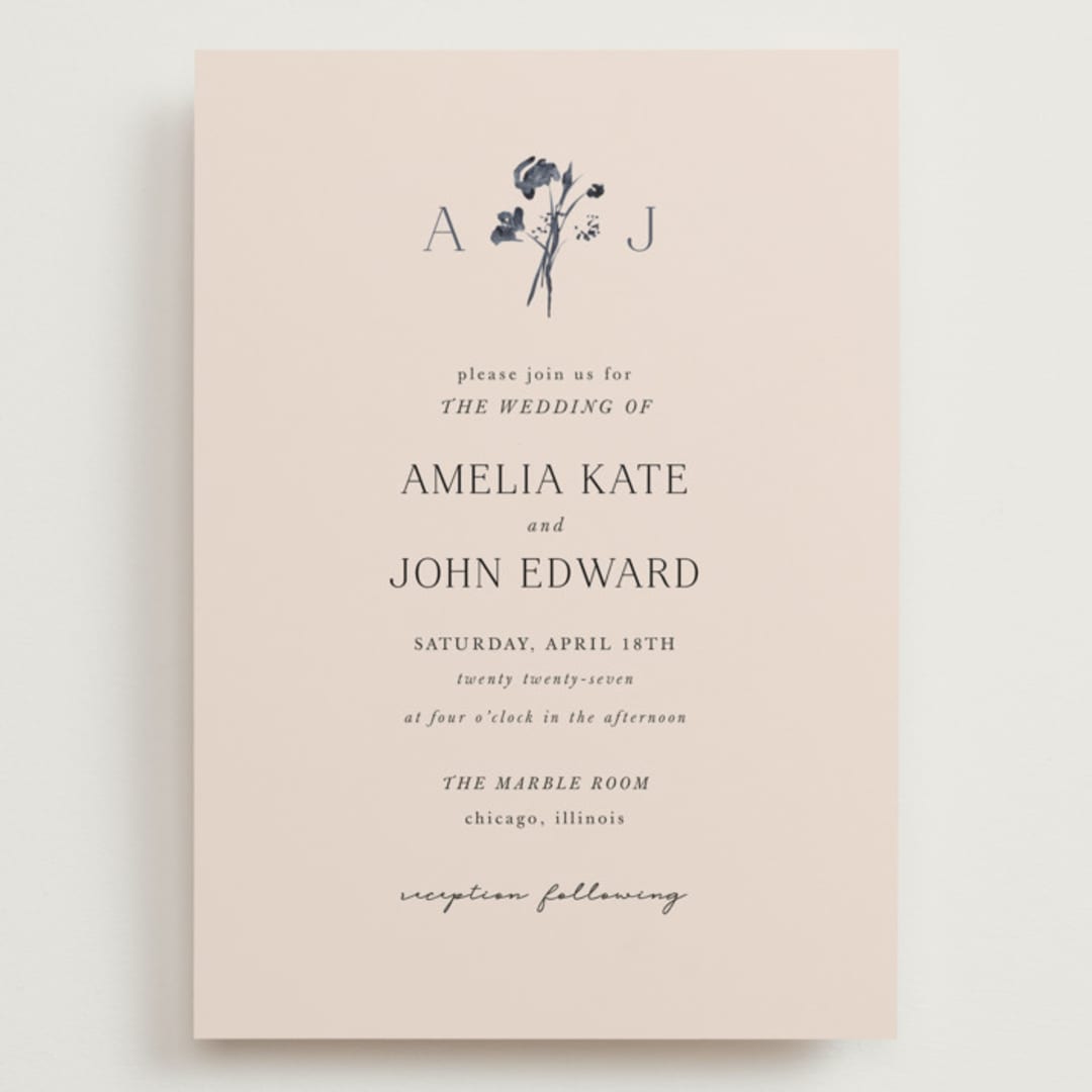 "Floral Monogram" - Wedding Invitations in Champagne by Lindsay Megahed - Front