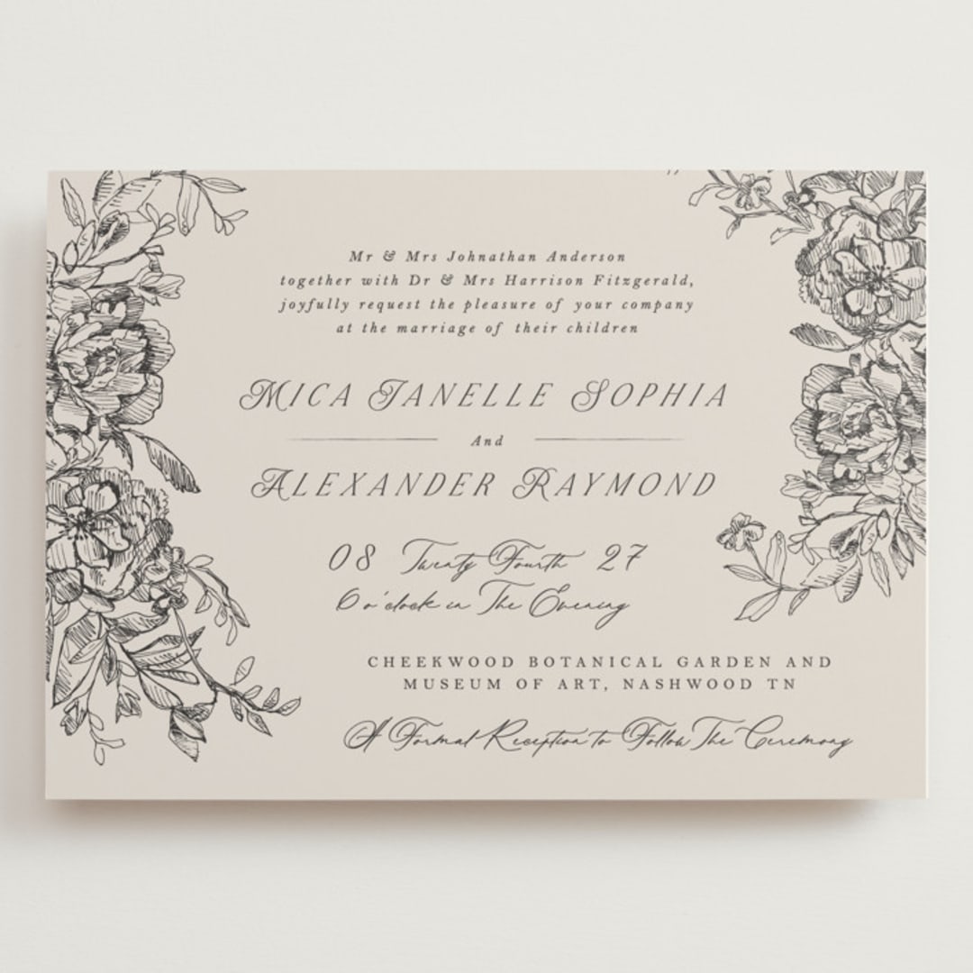 "etched floral" - Wedding Invitations in Stone by Phrosné Barwood - Front
