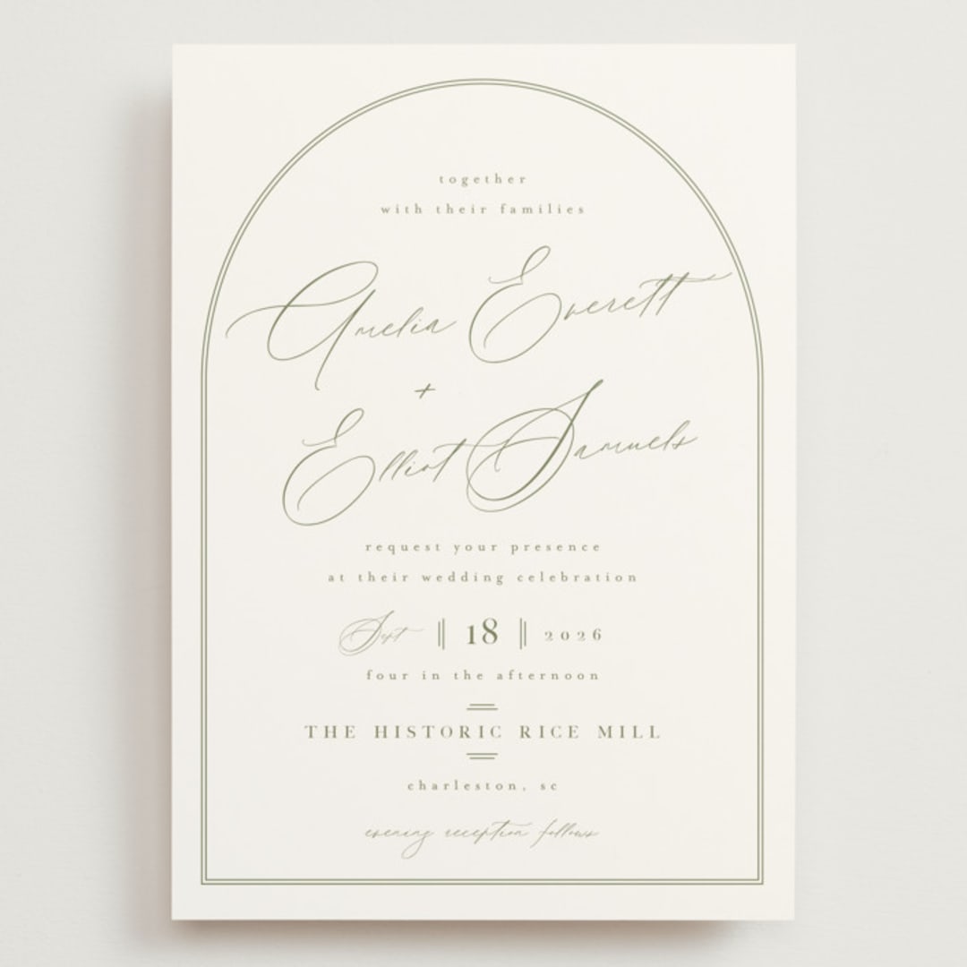 "Amelia" - Wedding Invitations in Olive by Kristie Kern - Front