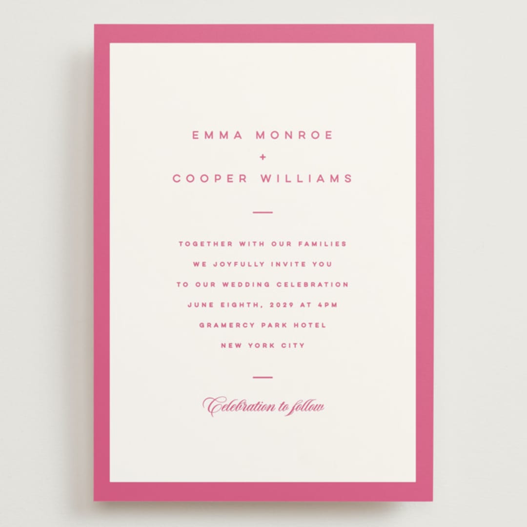 "The Emma" - Wedding Invitations in Flamingo by Kristie Kern - Front