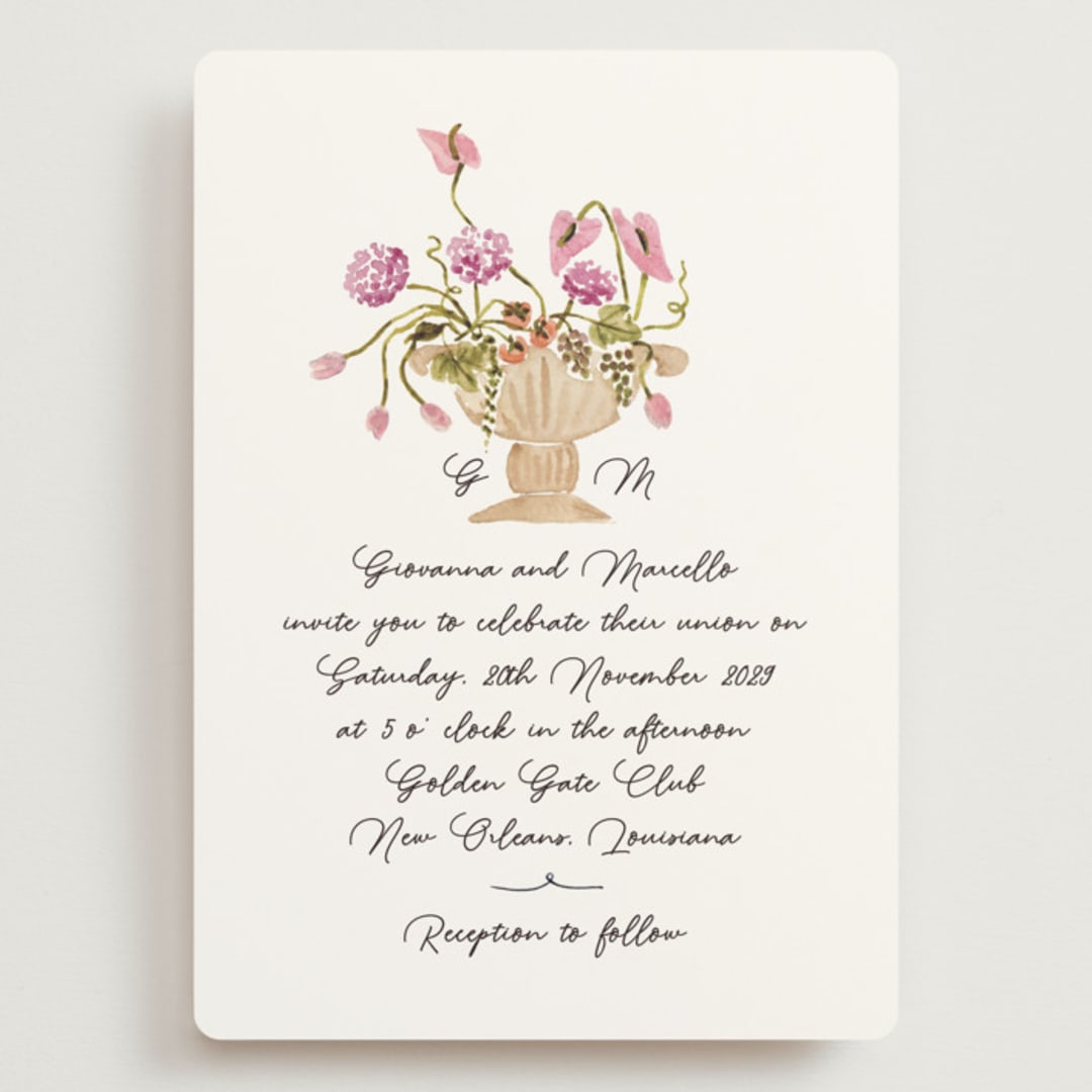 "Barolo" - Wedding Invitations in Deep Blush by Pati Cascino - Front